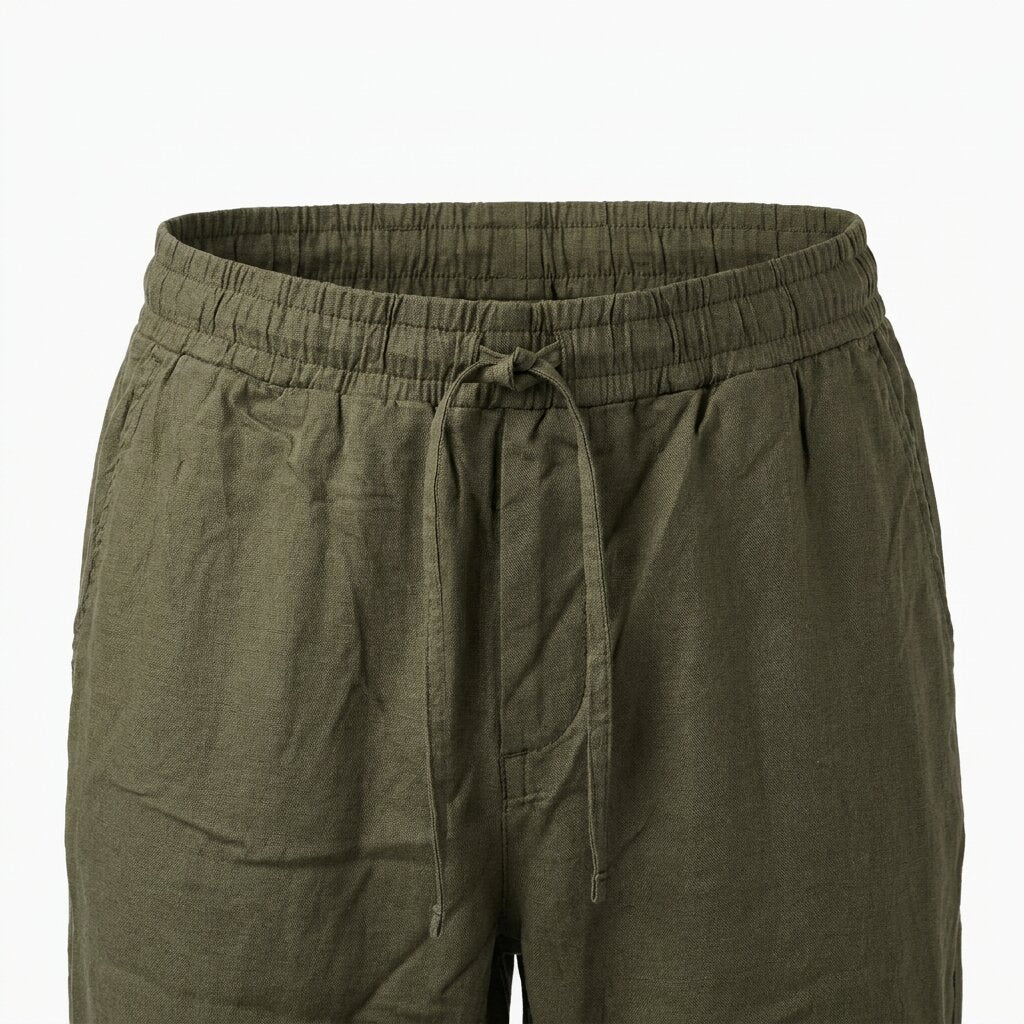 Départ Homme Pantalon en Lin Vert Khaki MG191-G21-000871