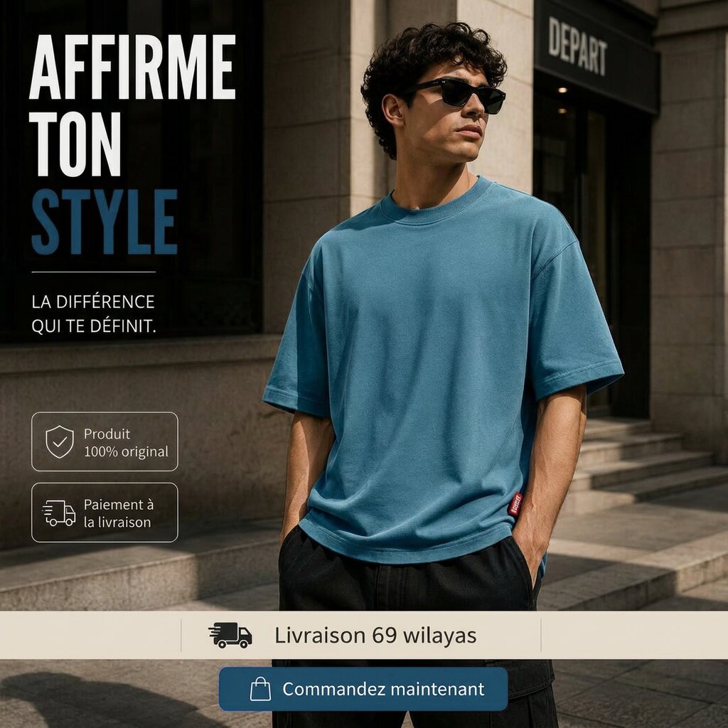 Départ Homme T-shirt Oversize-Blue MT340-G23-014061