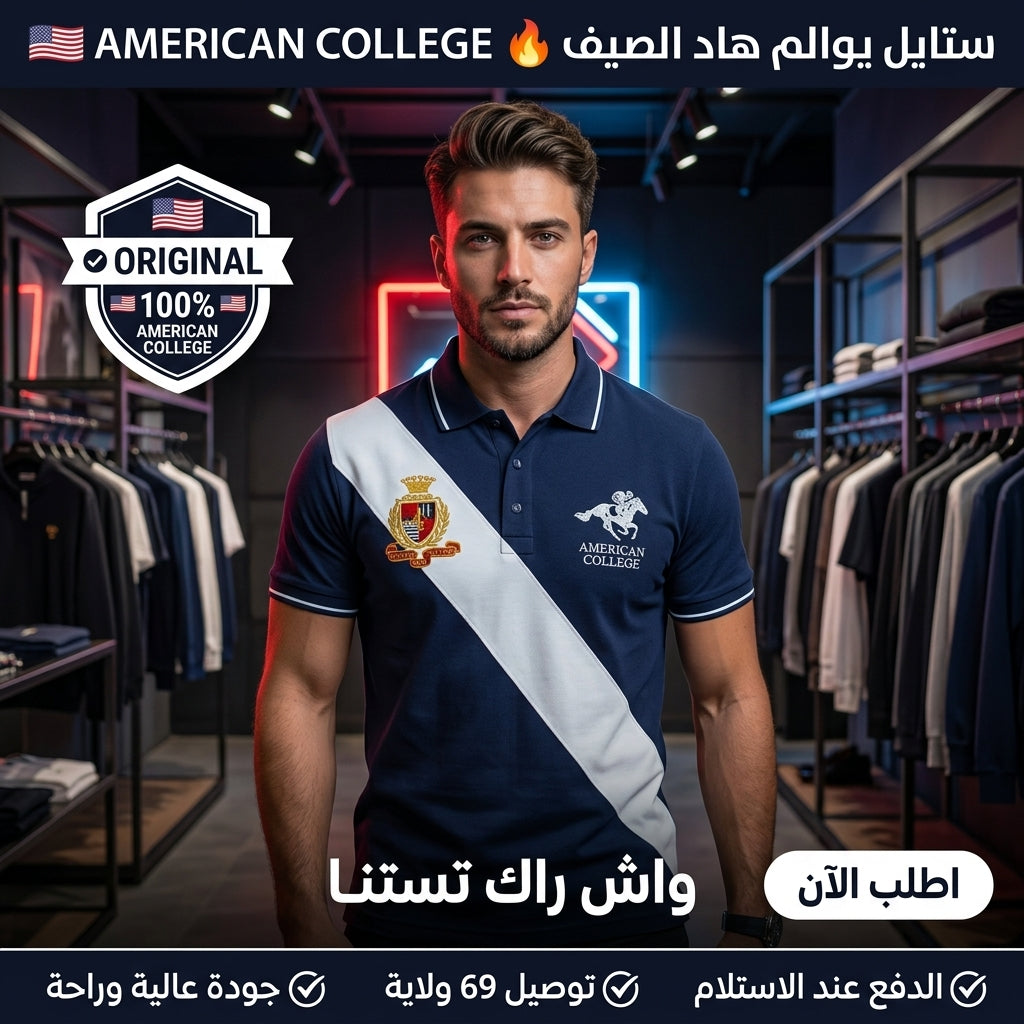 American College t-shirt pour Homme PL250308C-NAVY