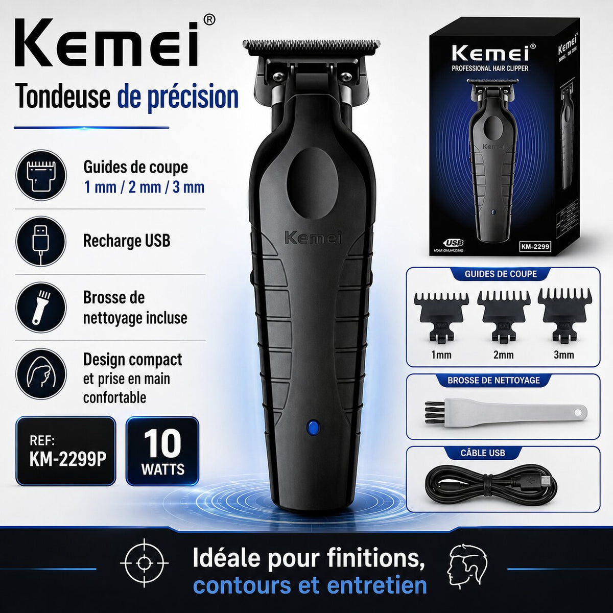 Tondeuse Cheveux Sans Fil KEMEI KM-2299P