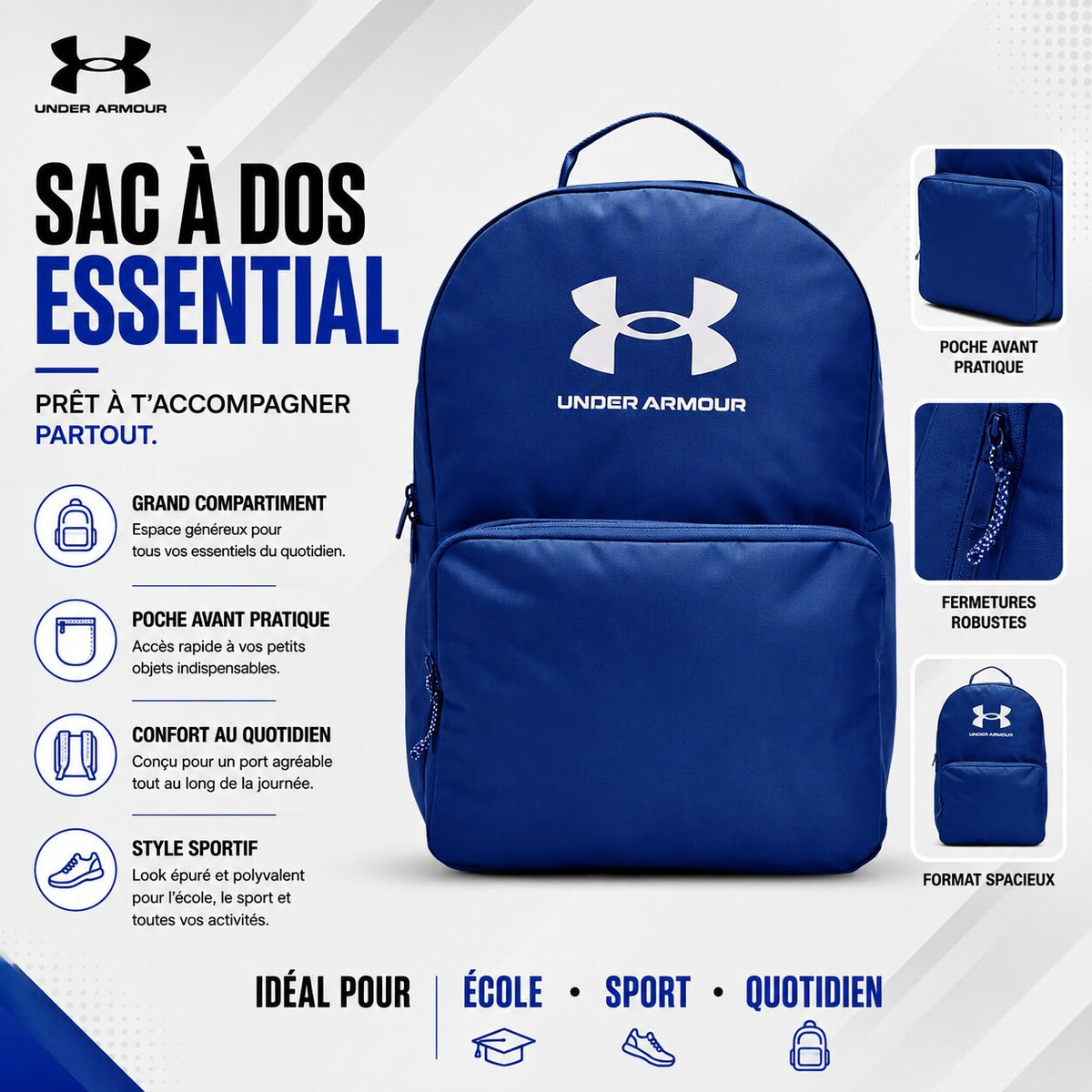 Under Armour UA Loudon — sac à dos 25L Tech Blue