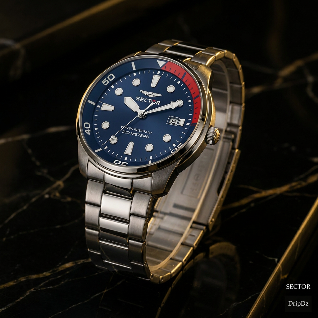 Sector Oversize — Montre acier bleu